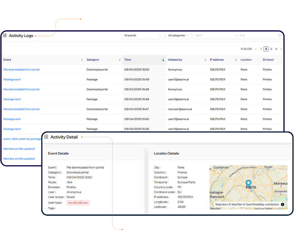 BLAZEアクティビティログと転送モニタリング