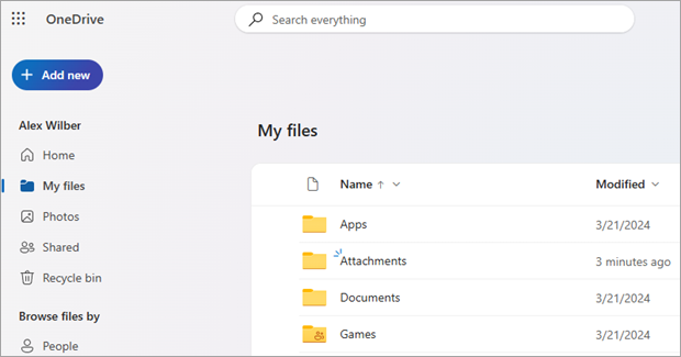 OneDrive Interface