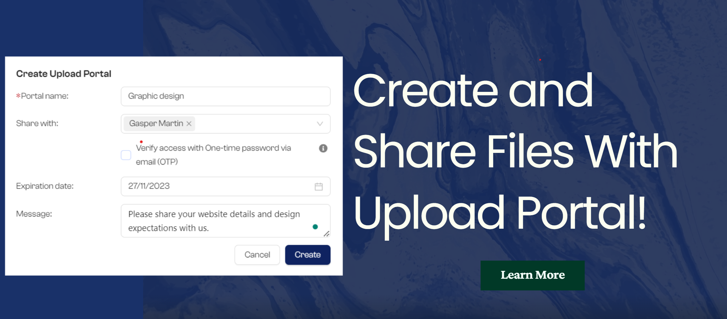 Create and Share Files With Upload Portal