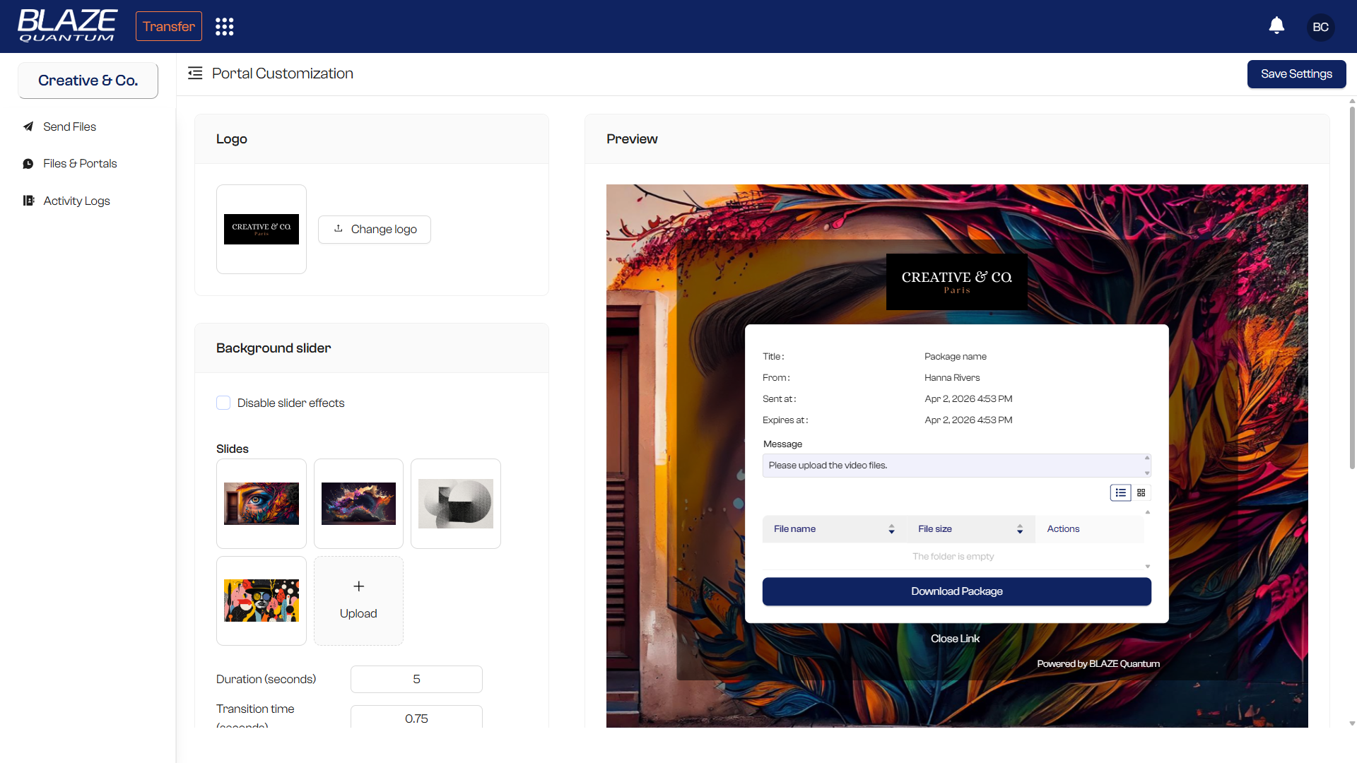 BLAZE Quantum — Custom portal
