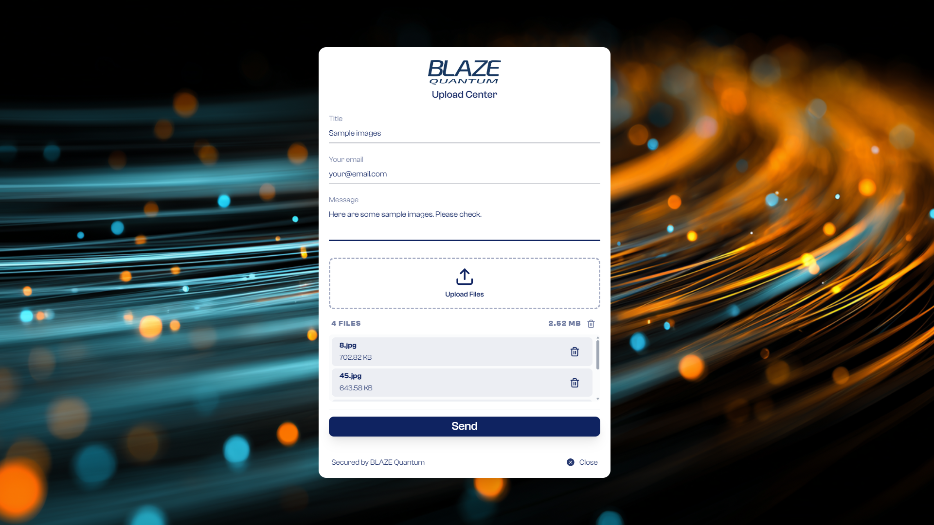 BLAZE Quantum — Receive files